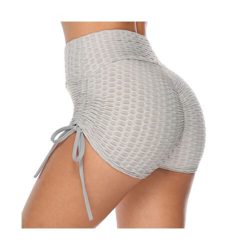 Anti-cellulite Yoga Shorts with Ties - Grey