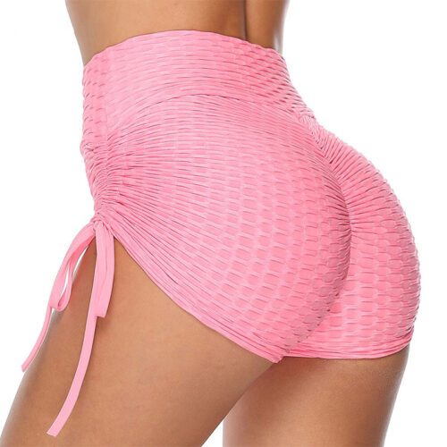 Anti-cellulite Yoga Shorts with Ties - Pink