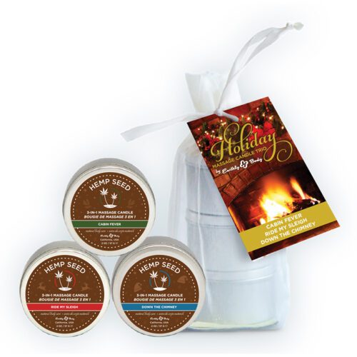 Holiday Trio (3) 2 oz. Massage Candles Cabin Fever, Down Chimney, Ride My Sleigh 1