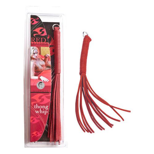 10″Leather Thong Whip Red BSPL-10RR