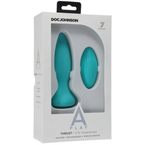 A-Play Experienced Thrust Silicone Anal Plug with Remote Teal