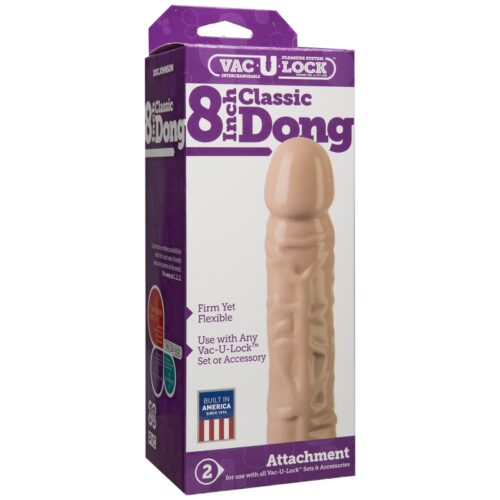 8″ Classic Dong Vac-u-Lock Accessory Vanilla