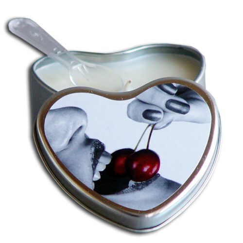 4.7 oz. Heart Tin Edible Massage Candle Cherry