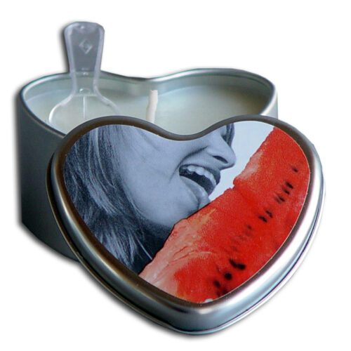 4.7 oz. Heart Tin Edible Massage Candle Watermelon