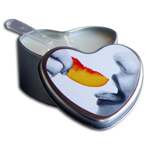 4.7 oz. Heart Tin Edible Massage Candle Peach