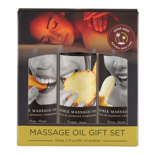 Edible Massage Oil Gift Set Mango, Banana & Pineapple 1