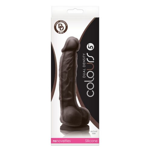 Colours Dual Density 5″ Dildo Dark Brown 1