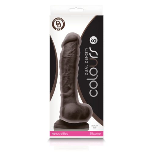 Colours Dual Density Dildo 8" - Dk Brown