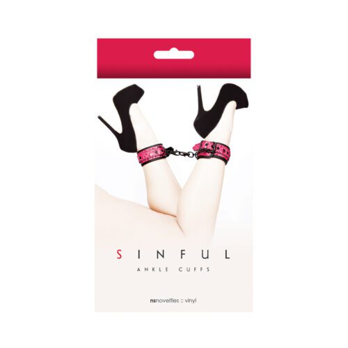 Sinful Ankle Cuffs Vinyl Pink 1