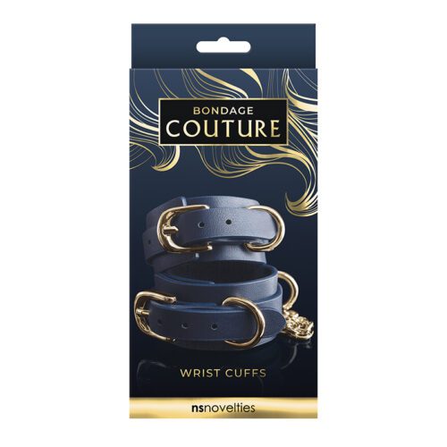 Bondage Couture Wrist Cuffs - Navy Blue