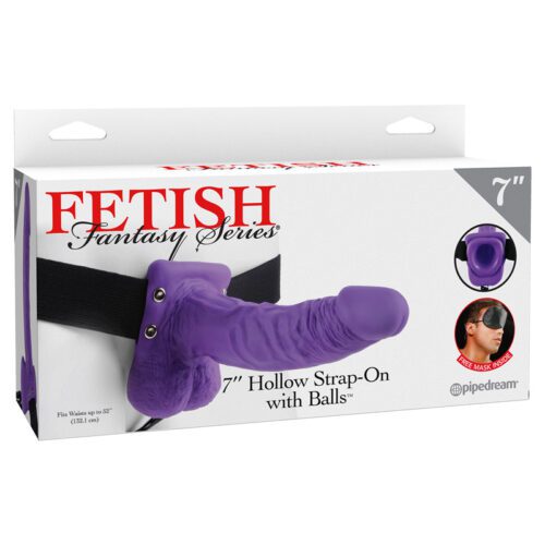 Fetish Fantasy 7″ Hollow Strap-On with Balls Purple