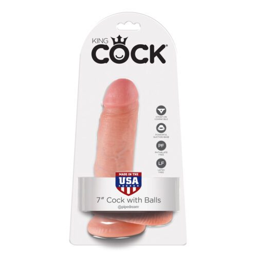 King Cock 7″ Cock with Balls Beige 1