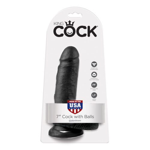 King Cock 7″ Cock with Balls Black