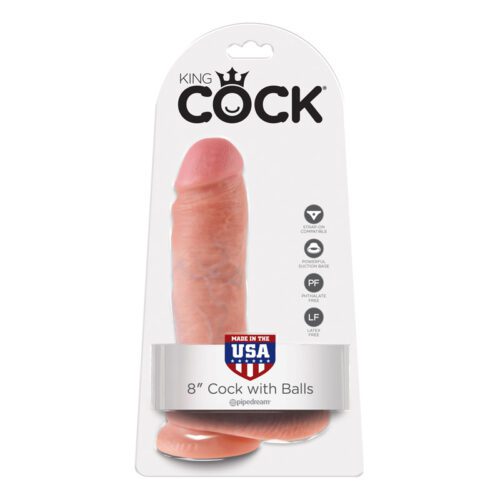 King Cock 8″ Cock with Balls Beige 1