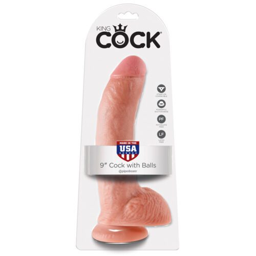 King Cock 9″ Cock with Balls Beige