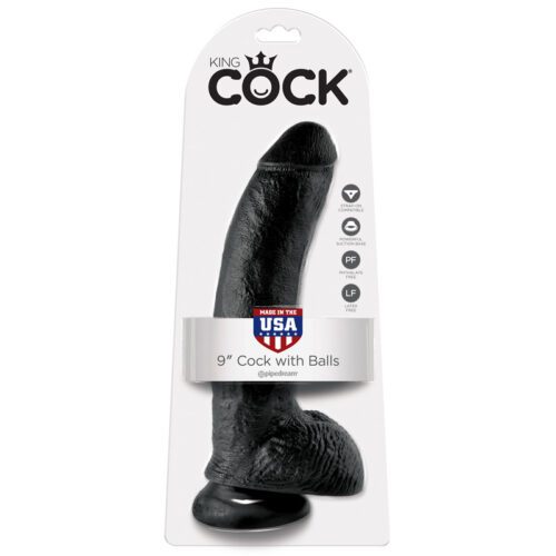 King Cock 9″ Cock with Balls Black 1