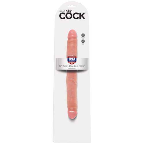 King Cock 12” Slim Double Dildo Beige