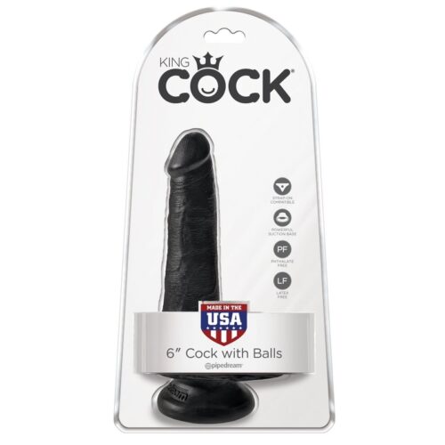 King Cock 6” Cock with Balls Black