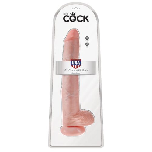 King Cock 14″ Cock with Balls Beige