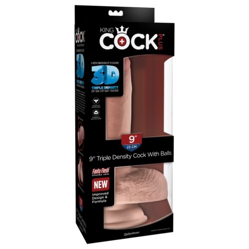 King Cock Plus 9” Triple Density Cock with Balls Beige