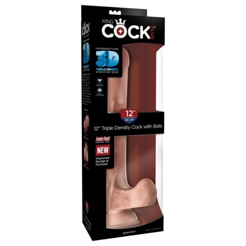 King Cock Plus 12” Triple Density Cock with Balls Beige