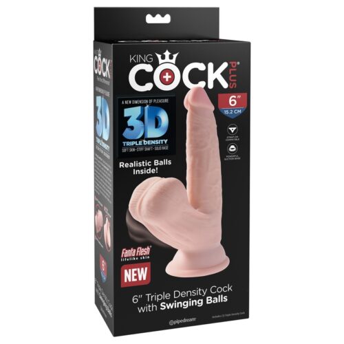 King Cock Plus 6″ Triple Density Cock With Swinging Balls