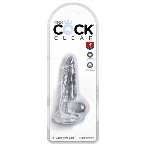 King Cock Clear 4″ Cock With Balls