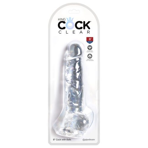 King Cock Clear 8″ Cock With Balls 1