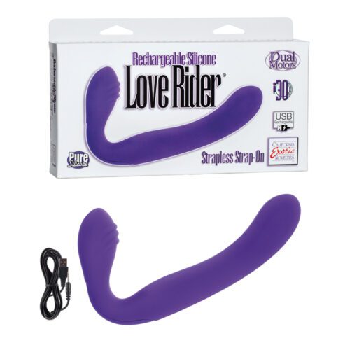 Rechargeable Silicone Love Rider® Strapless Strap-On Purple