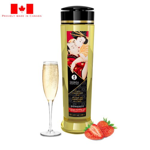 Shunga 8 oz. Erotic Massage Oil Sparkling Strawberry Wine