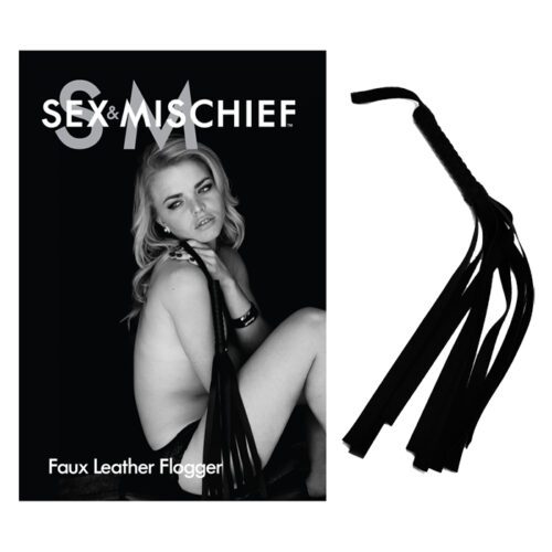 Sex and Mischief Black Faux Leather Flogger