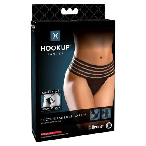 Hookup Panties Crotchless Love Garter Fits Size S-L