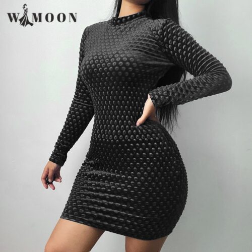 Bodycon Cashmere Dot Long Sleeve Pencil Dress