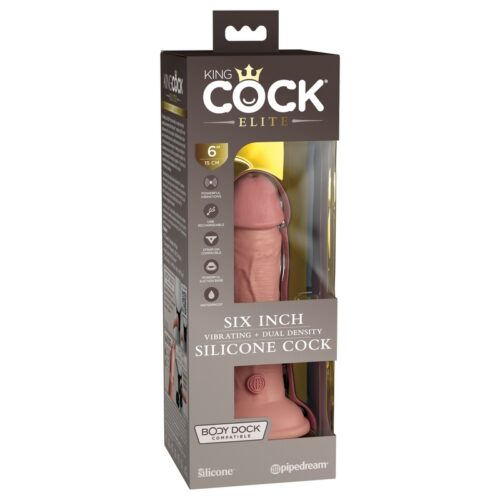 King Cock Elite 6” Vibrating Silicone Cock Light 1