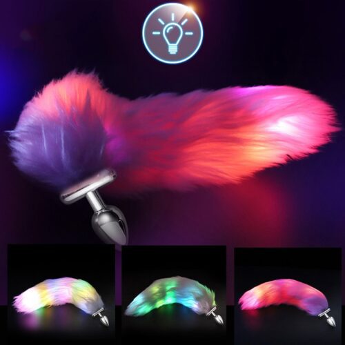 Led Luminous Fox Tail Butt Plug 1