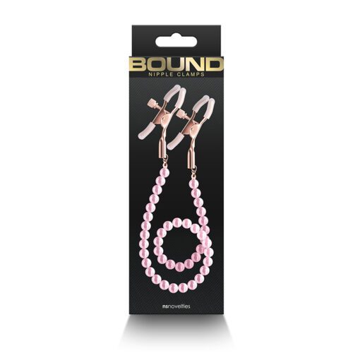 Bound Nipple Clamps - DC1 - Pink Beads