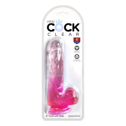 King Cock 6” with Balls Pink