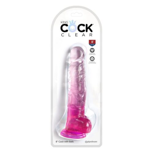 King Cock 8” with Balls Pink