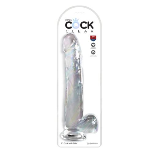 King Cock 11” with Balls Clear