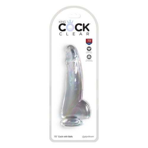 King Cock 7.5” with Balls Clear