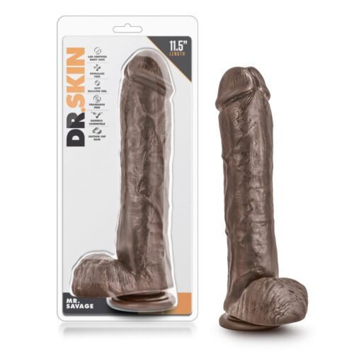 Dr Skin Mr Savage 11.5" Dildo -Chocolate 1